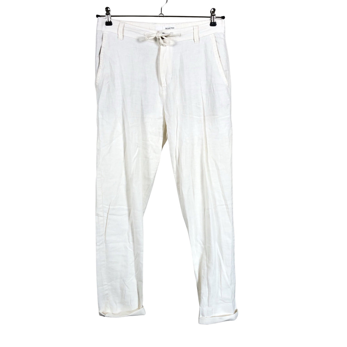Unisex Selected - Mittevenivad püksid, suurus S - Looduslik valge (1)