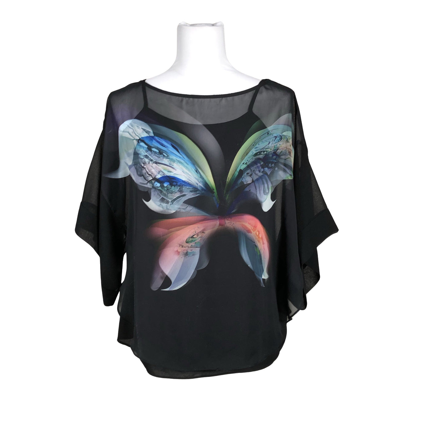 Unisex Wallis - Lühikeste käistega pluus, suurus 36 - Must (1)