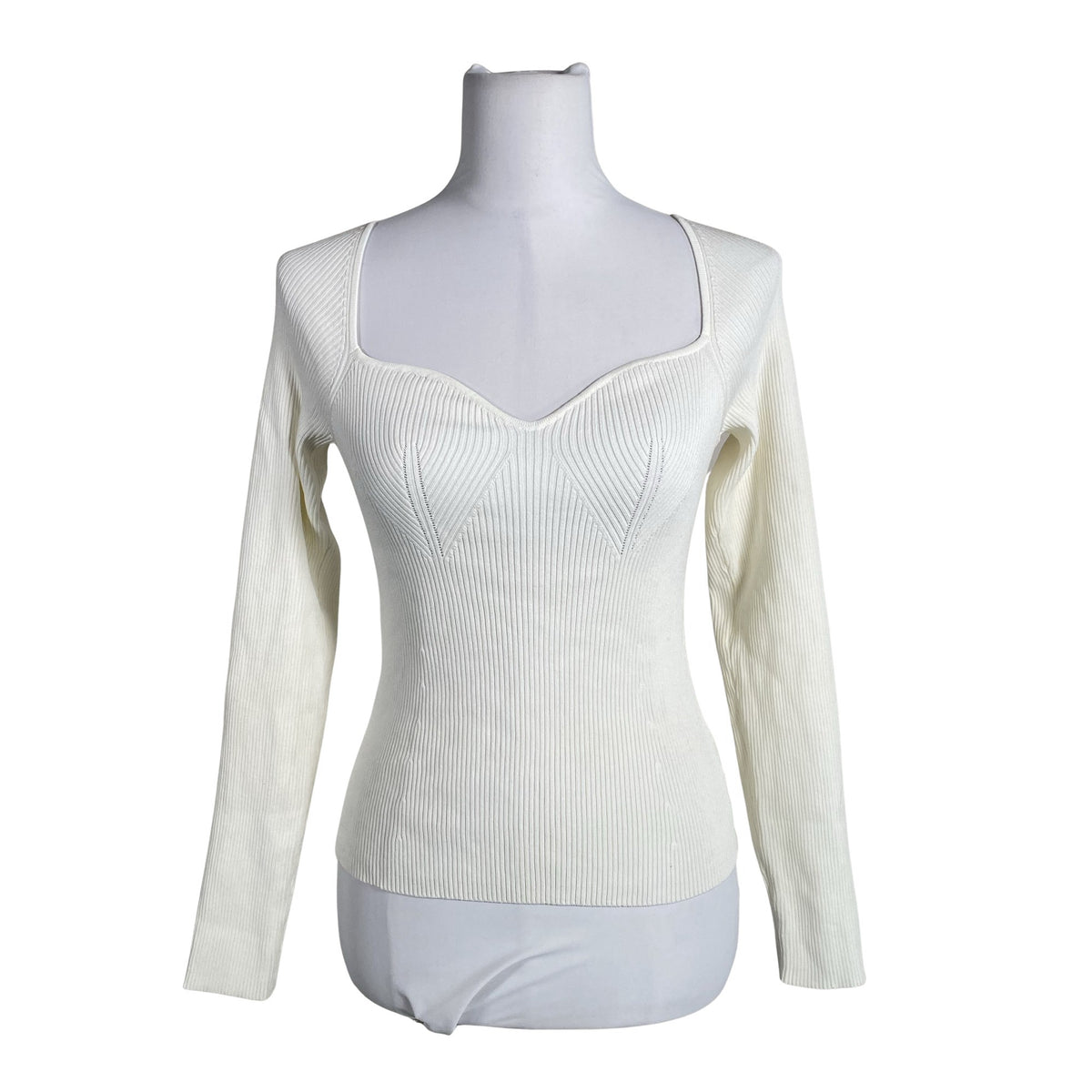 Unisex Na-KD - Trikotaažist pluus, suurus 38 - Valge (1)