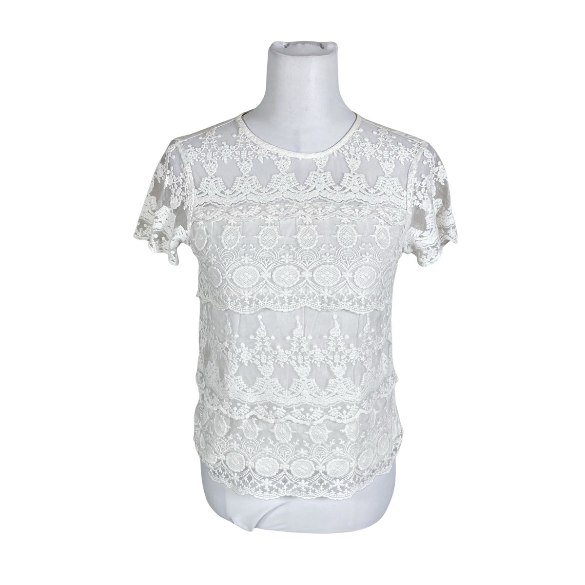 Unisex Sisley - Lühikeste käistega pluus, suurus 36 - Valge (1)