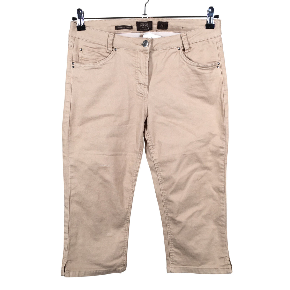 Unisex Ze-Ze - Teksast poolpikad püksid, suurus 38 - Beige (1)