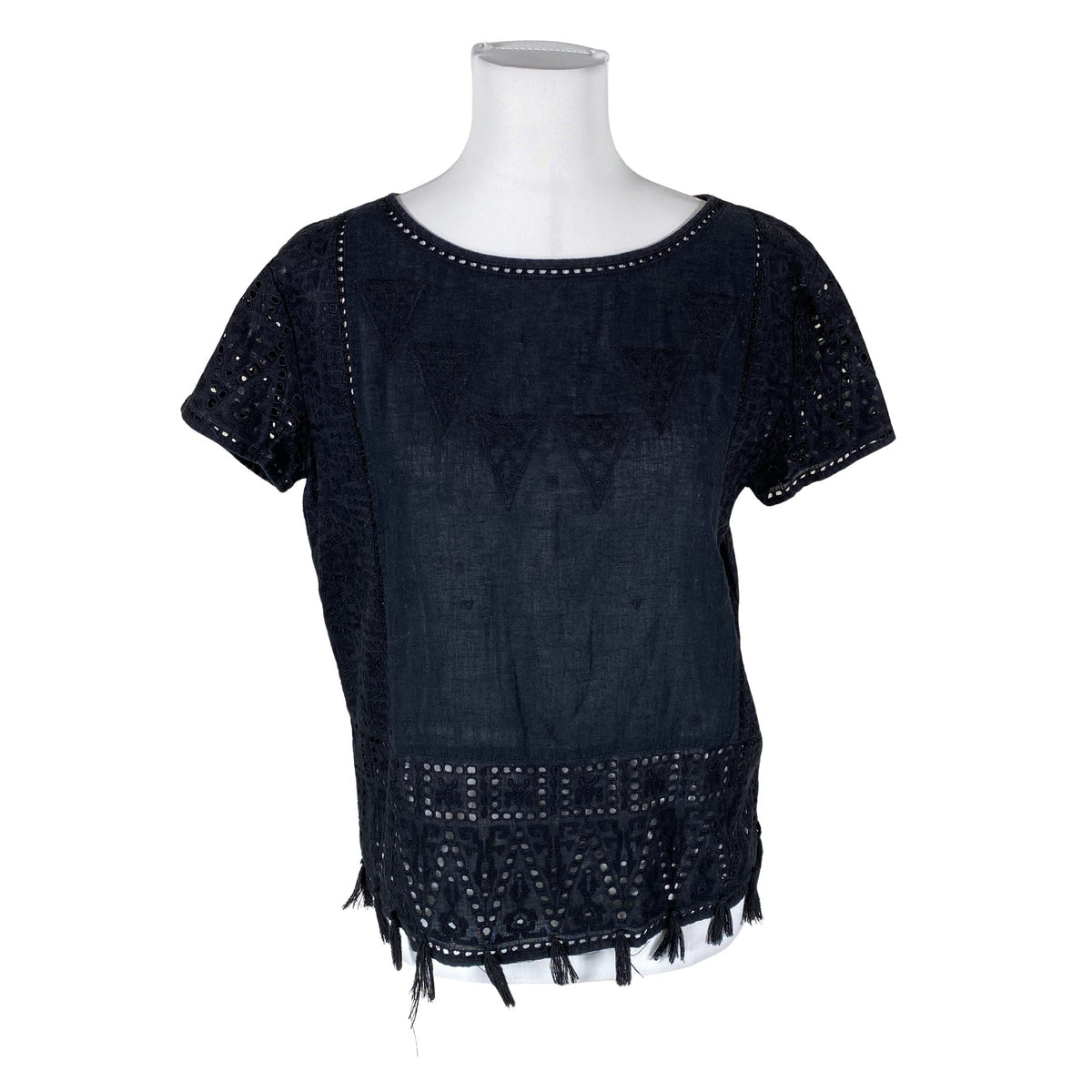 Unisex Maison Scotch - Lühikeste käistega pluus, suurus 40 - Must (1)