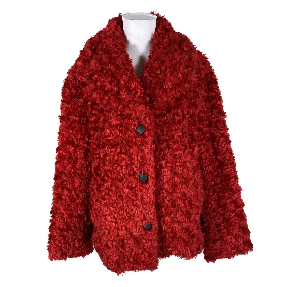 Unisex Kriss - Kunstkarusnahast mantel, suurus 38 - Punane (1)