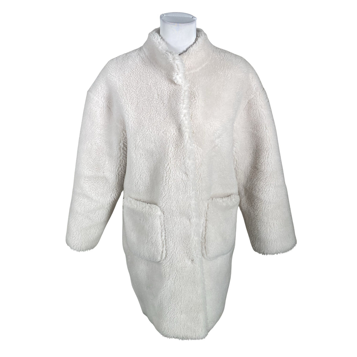 Unisex Muotikuu - Kunstkarusnahast mantel, suurus 36 - Valge (1)