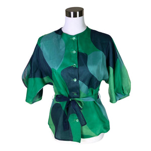Unisex Marimekko - Lühikeste käistega pluus, suurus 38 - Roheline (1)