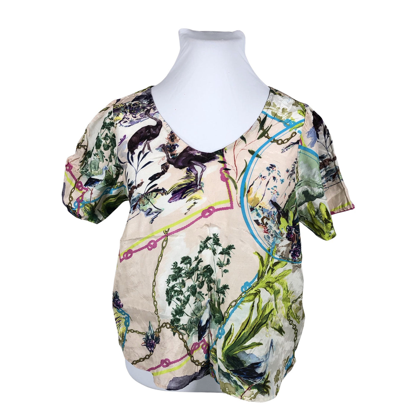 Unisex Cream - Lühikeste käistega pluus, suurus 42 - Heleroosa (1)