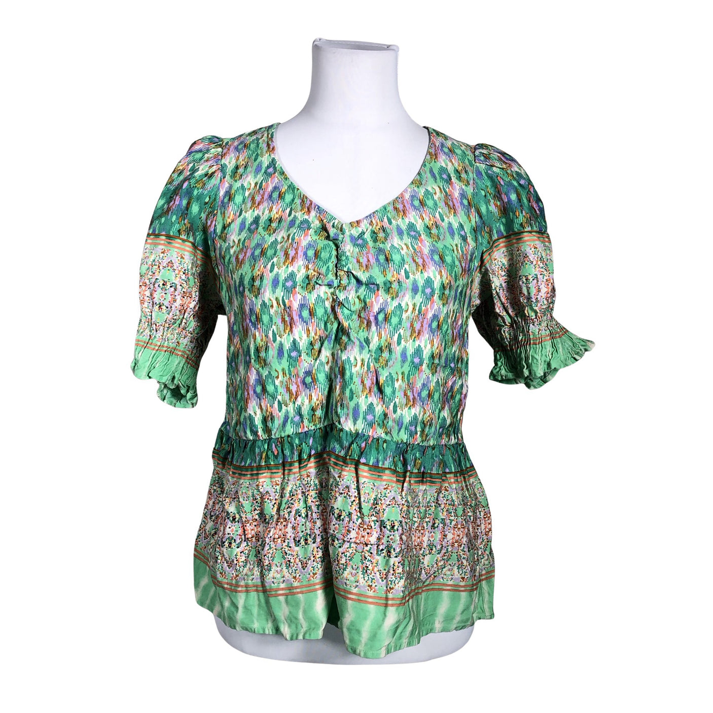 Unisex Cream - Lühikeste käistega pluus, suurus 40 - Roheline (1)