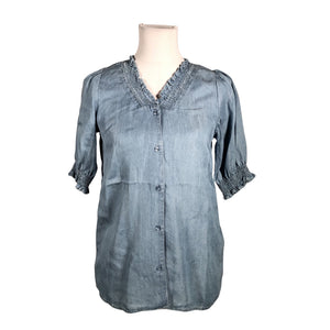 Unisex Soyaconcept - Lühikeste käistega pluus, suurus 34 - Sinine (1)