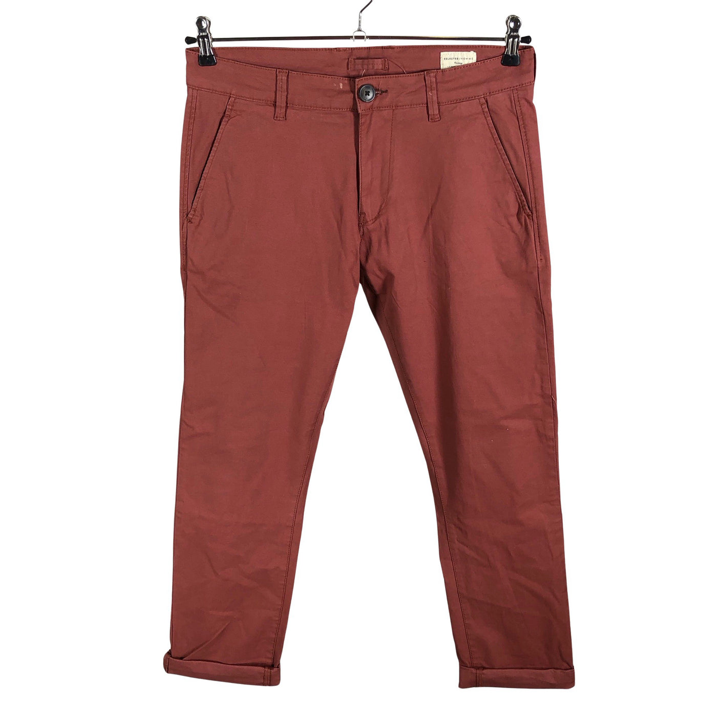 Unisex Selected - Mittevenivad püksid, suurus W31 - Veinipunane (1)