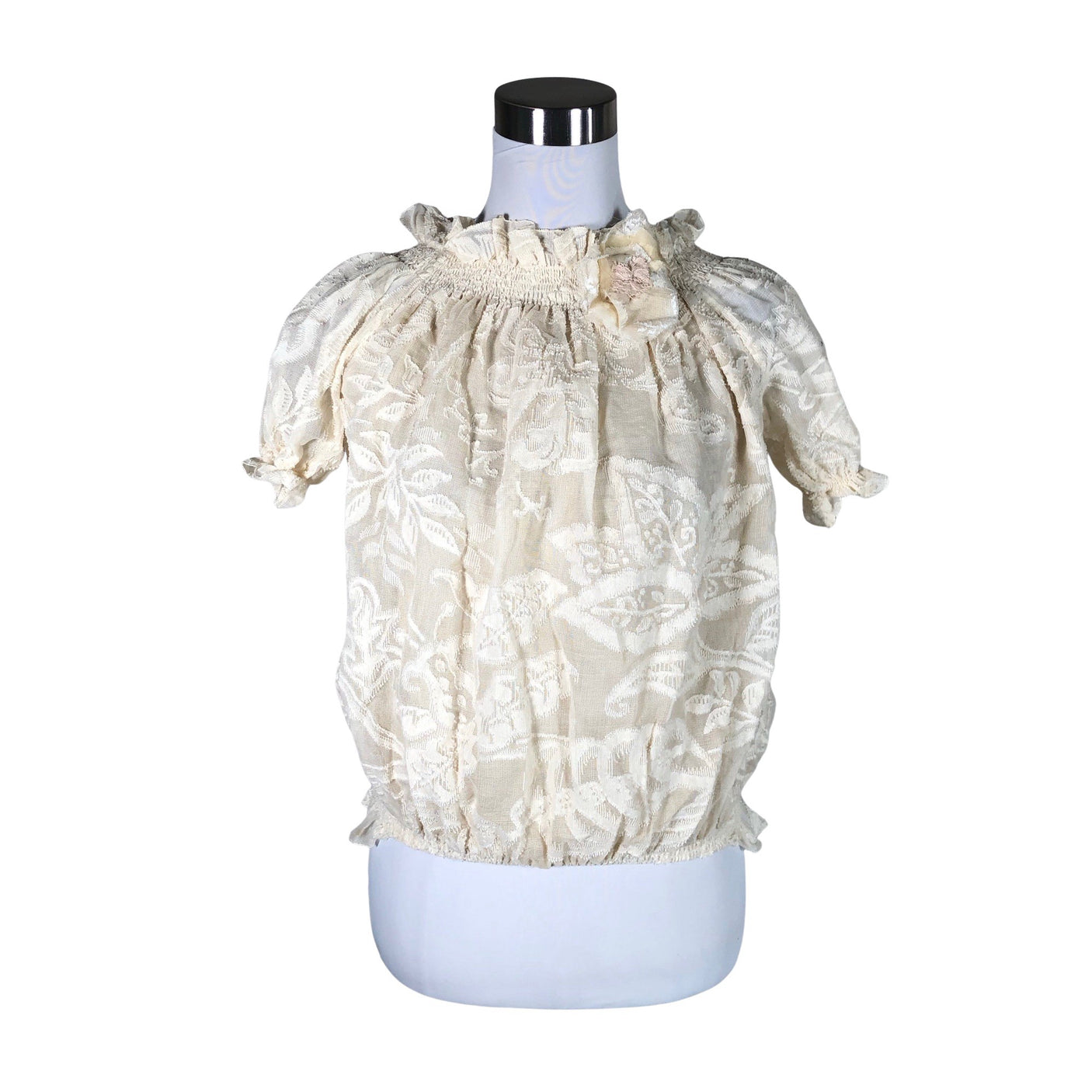 Unisex Minna - Lühikeste käistega pluus, suurus 38 - Beige (1)