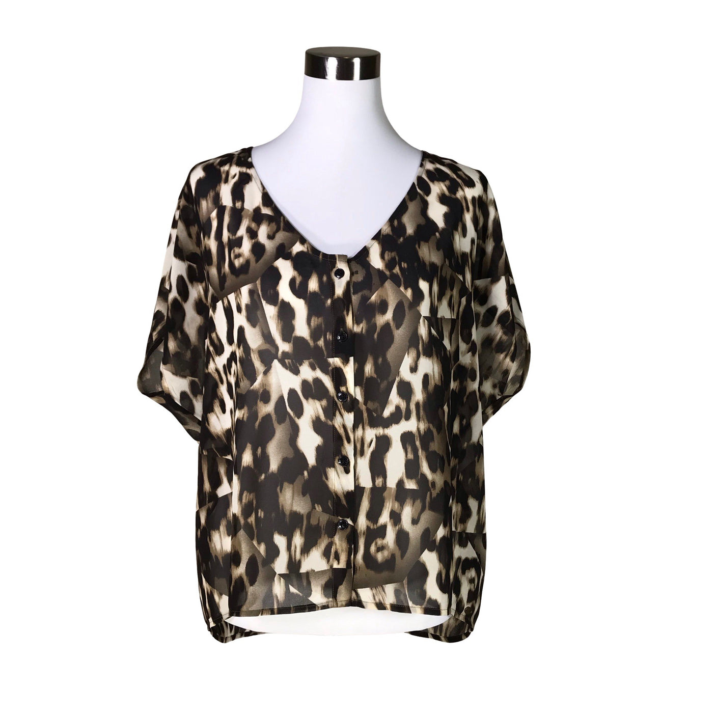 Unisex Guess - Lühikeste käistega pluus, suurus 38 - Pruun (1)