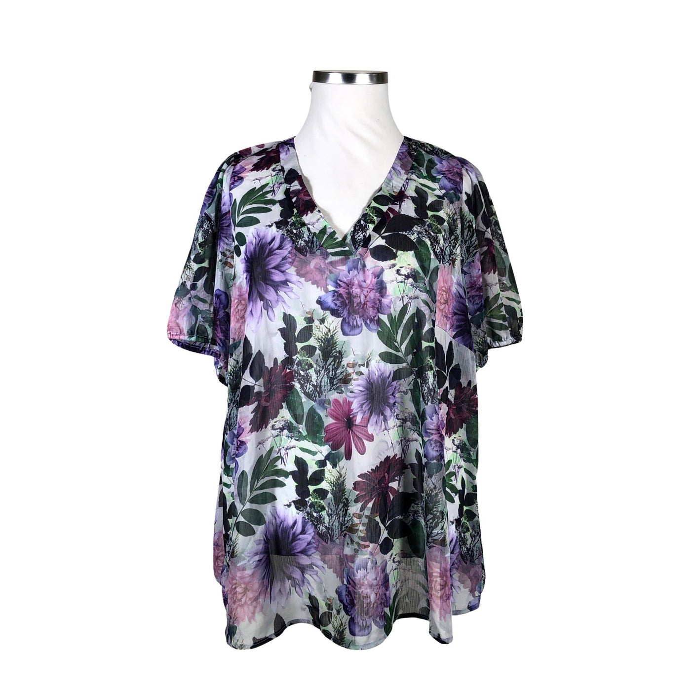 Unisex Zizzi - Lühikeste käistega pluus, suurus 50 - Lilla (1)