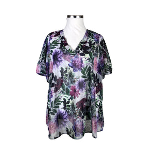 Unisex Zizzi - Lühikeste käistega pluus, suurus 50 - Lilla (1)