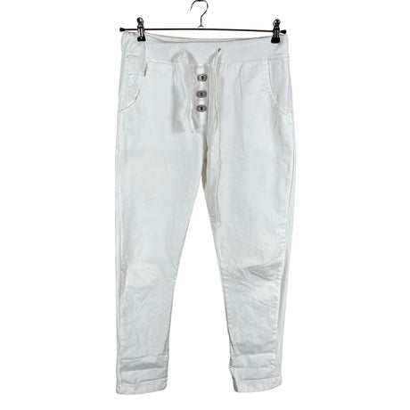 Unisex Perfect Jeans - Mittevenivad püksid, suurus 36 - Valge ()