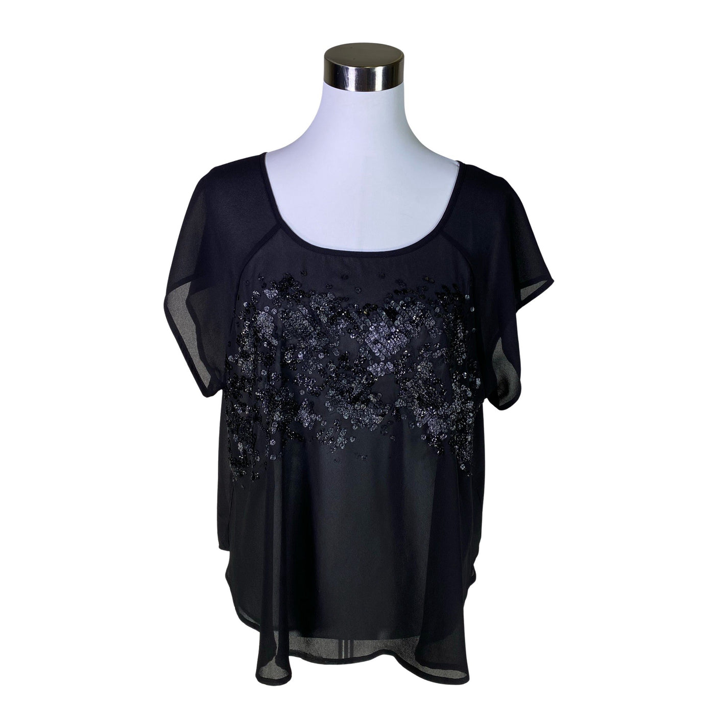 Unisex Sisley - Lühikeste käistega pluus, suurus 38 - Must (1)