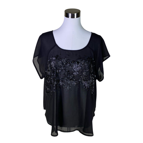 Unisex Sisley - Lühikeste käistega pluus, suurus 38 - Must ()
