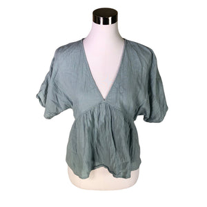 Unisex Lindex - Lühikeste käistega pluus, suurus 38 - Türkiis (1)