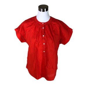 Unisex J.Crew - Lühikeste käistega pluus, suurus 38 - Punane (1)