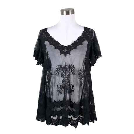 Unisex Wildflower - Lühikeste käistega pluus, suurus 36 - Must ()