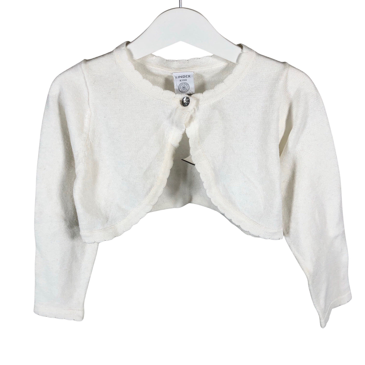 Unisex Lindex - Kootud boolero, suurus 98 - 104 - Valge (1)