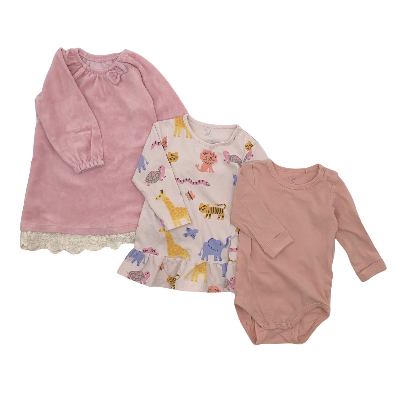 Unisex Lindex - Trikotaažist kleit, suurus 68 - 74 - Heleroosa (1)