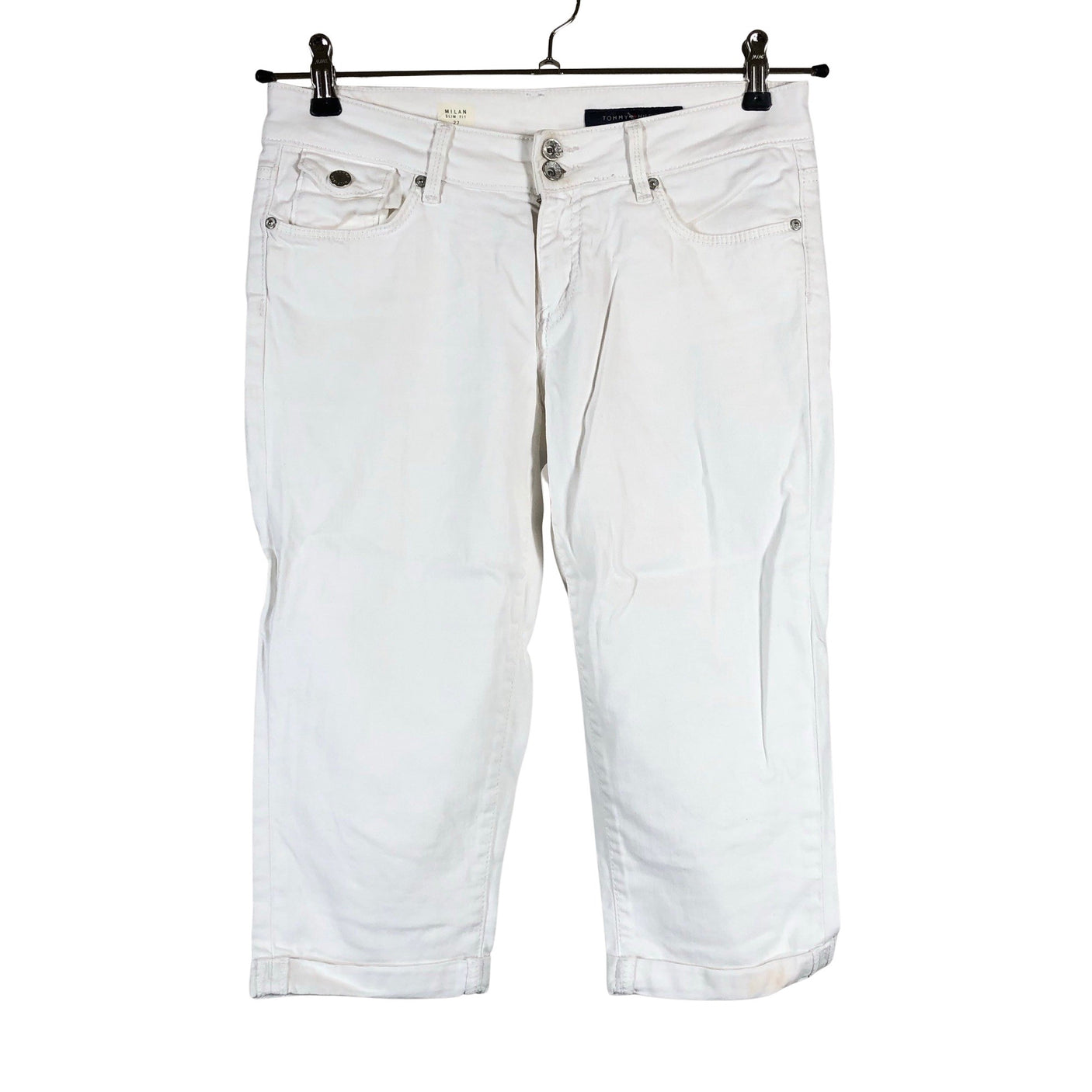 Unisex Tommy Hilfiger - Teksast poolpikad püksid, suurus W27 - Looduslik valge (1)