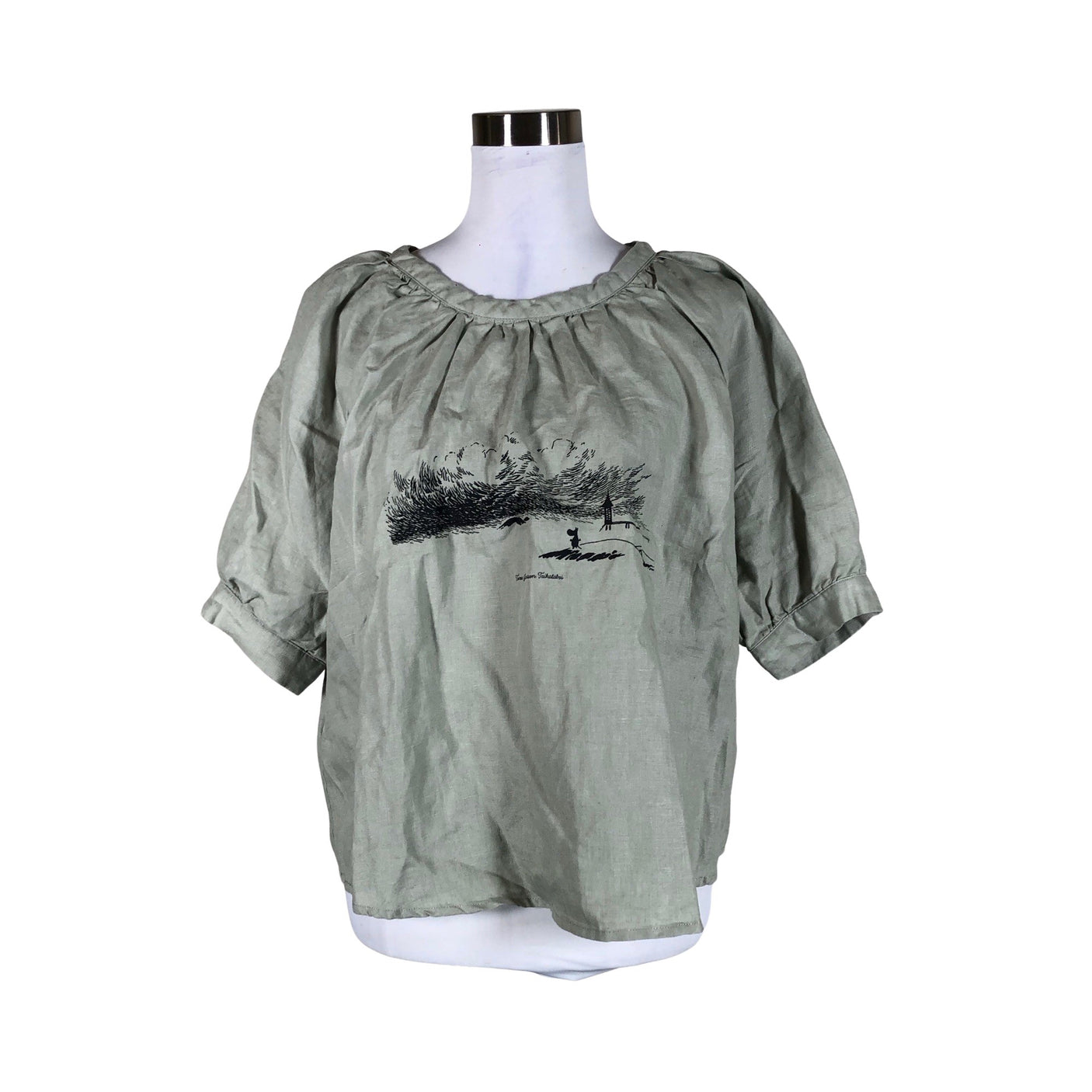 Unisex Piironki - Lühikeste käistega pluus, suurus 38 - Roheline (1)
