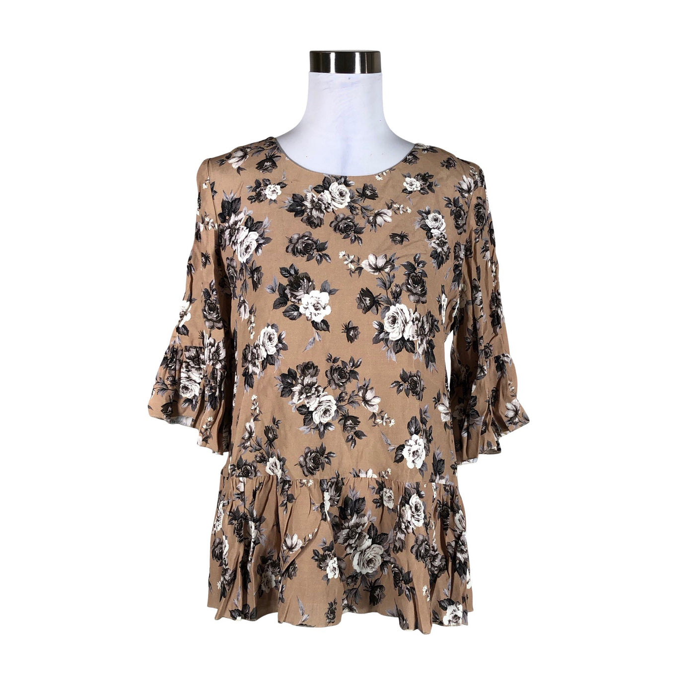 Unisex Andiata - Lühikeste käistega pluus, suurus 36 - Beige (1)