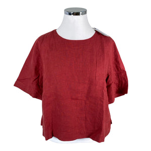 Unisex Nanso - Lühikeste käistega pluus, suurus 44 - Veinipunane (1)