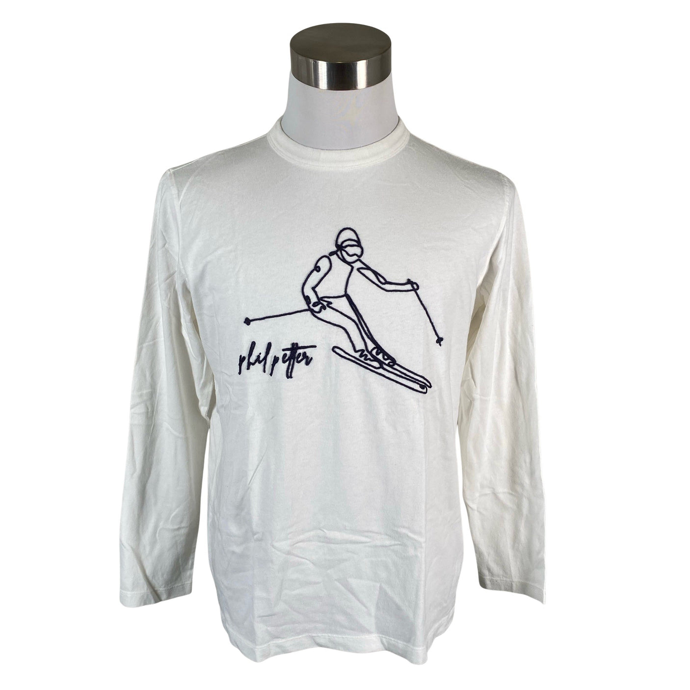 Unisex Phil Petter - Trikotaažist pluus, suurus M - Valge (1)