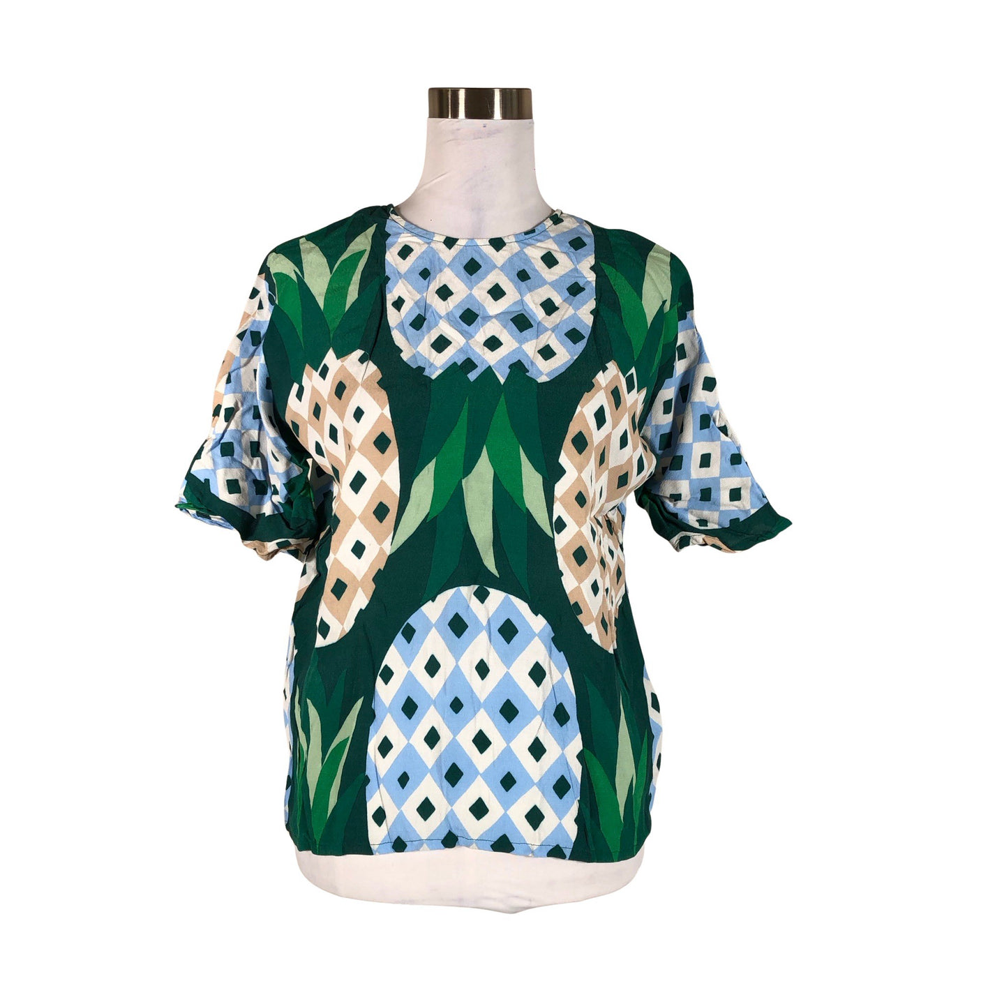 Unisex Marimekko - Lühikeste käistega pluus, suurus 38 - Roheline (1)