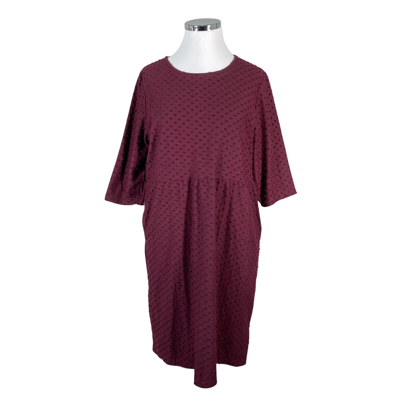 Unisex Aarrelabel - Trikotaažist kleit, suurus 44 - Veinipunane (1)