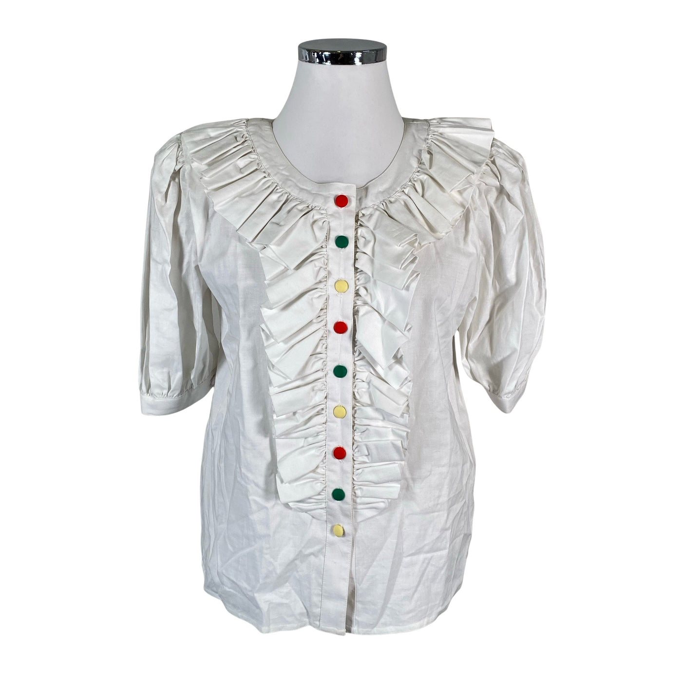 Unisex Handmade - Lühikeste käistega pluus, suurus 42 - Looduslik valge (1)