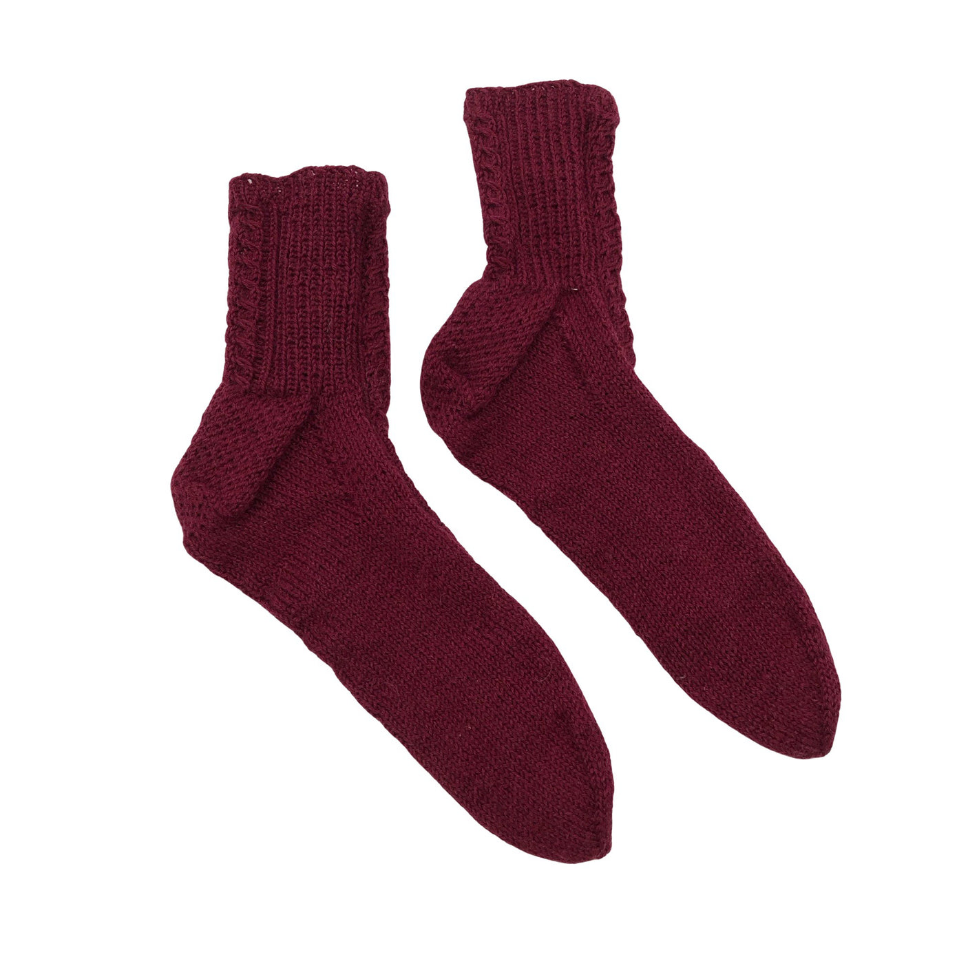 Unisex Handmade - Villased sokid, suurus 36 - Veinipunane (1)