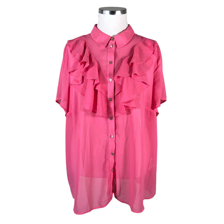 Unisex Zizzi - Lühikeste käistega pluus, suurus 50 - Heleroosa ()