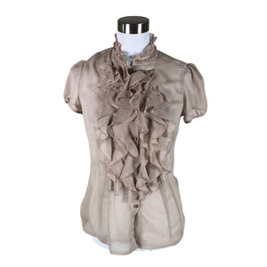 Unisex Andiata - Lühikeste käistega pluus, suurus 38 - Beige (1)