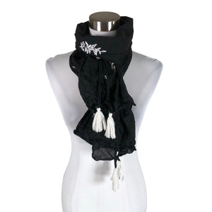 Unisex Ulla Popken - Õhuke sall, suurus Maxi - Must (1)