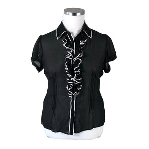 Unisex Bandolera - Lühikeste käistega pluus, suurus 42 - Must (1)