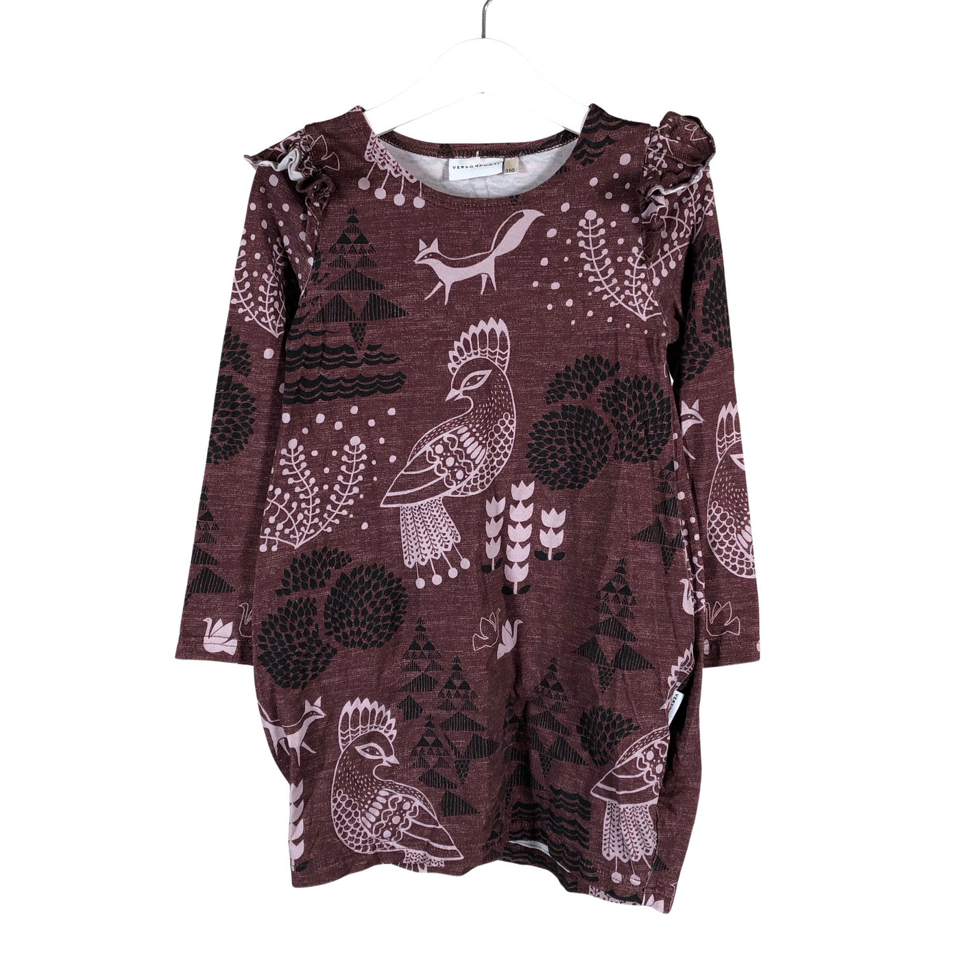 Unisex Versonpuoti - Trikotaažist kleit, suurus 104 - 110 - Veinipunane (1)