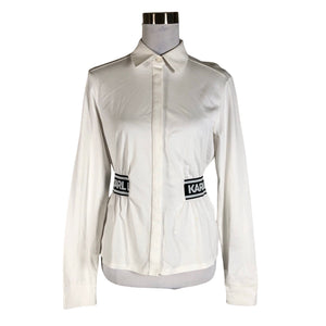 Unisex Karl Lagerfeld - Trikotaažist pluus, suurus 38 - Valge (1)