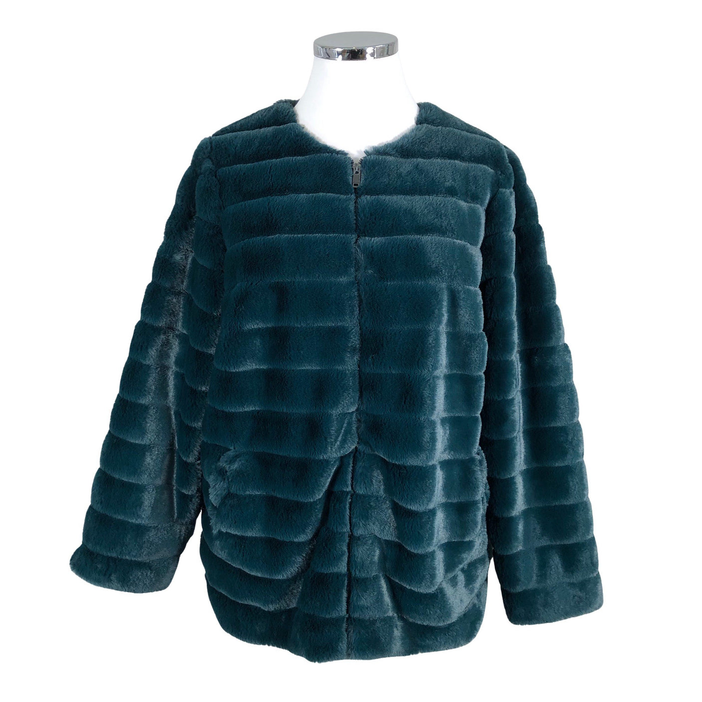 Unisex Zizzi - Kunstkarusnahast mantel, suurus 48 - Roheline (1)