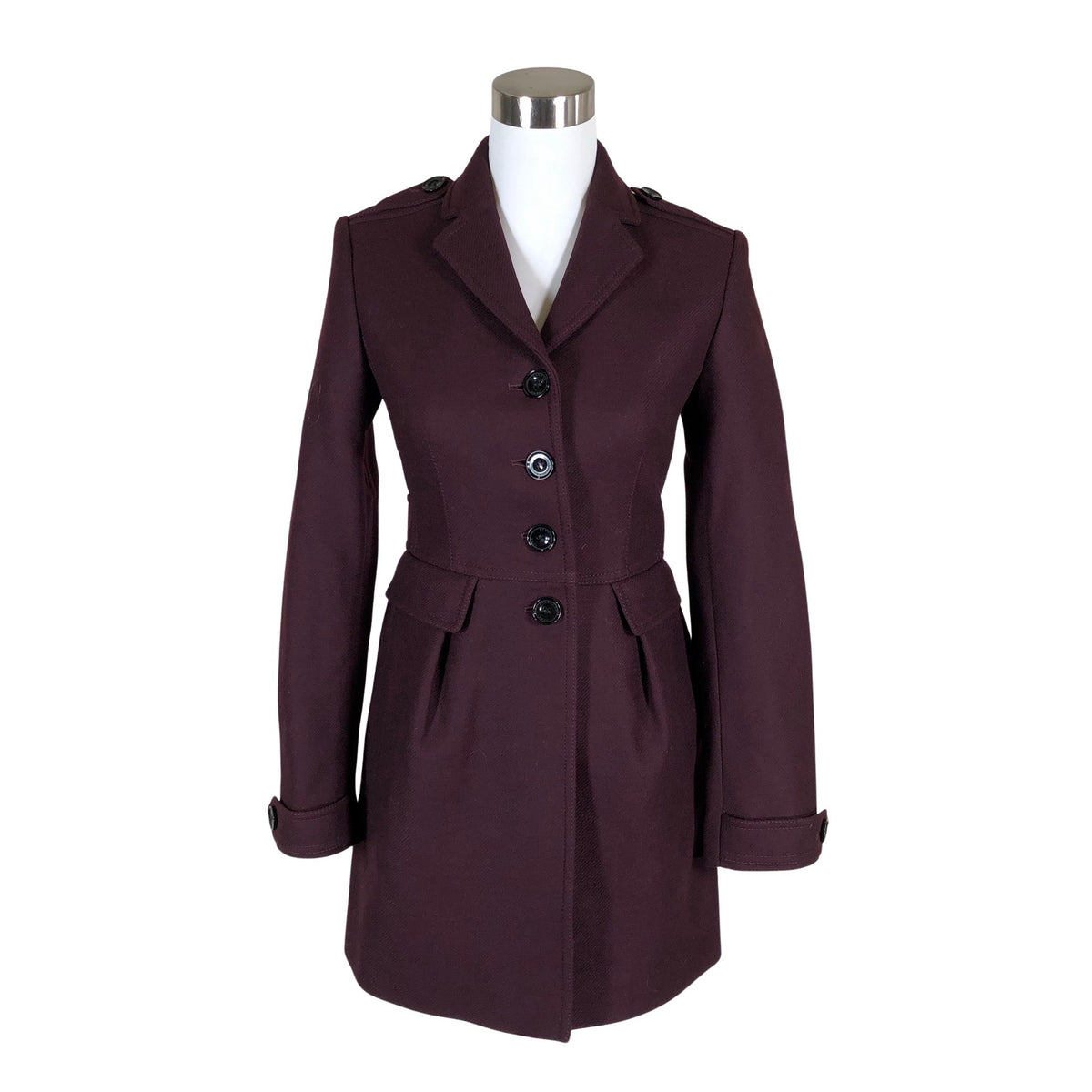 Unisex Burberry Brit - Villane mantel, suurus 34 - Veinipunane (1)