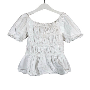 Unisex Uniqlo - Lühikeste käistega pluus, suurus 128 - 134 - Valge (1)