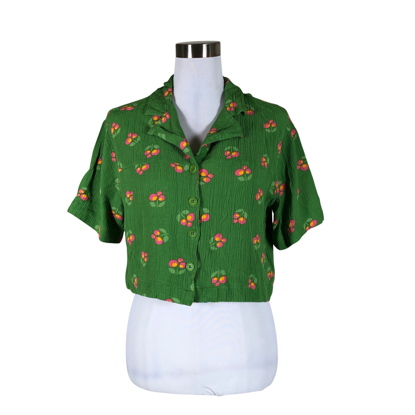Unisex Lucy & Yak - Lühikeste käistega pluus, suurus 34 - Roheline (1)