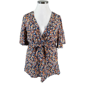 Unisex Zizzi - Lühikeste käistega pluus, suurus 44 - Sinine (1)