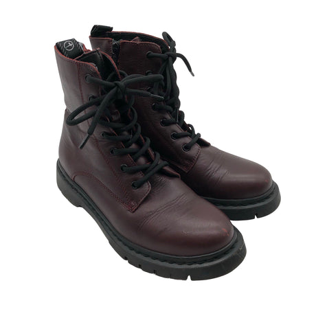 Unisex Tamaris - Nööridega saapad, suurus 38 - Veinipunane (2)
