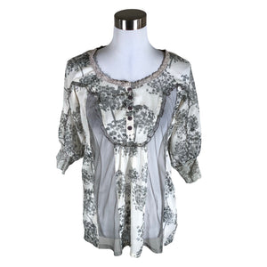 Unisex Cream - Lühikeste käistega pluus, suurus 34 - Hall (1)
