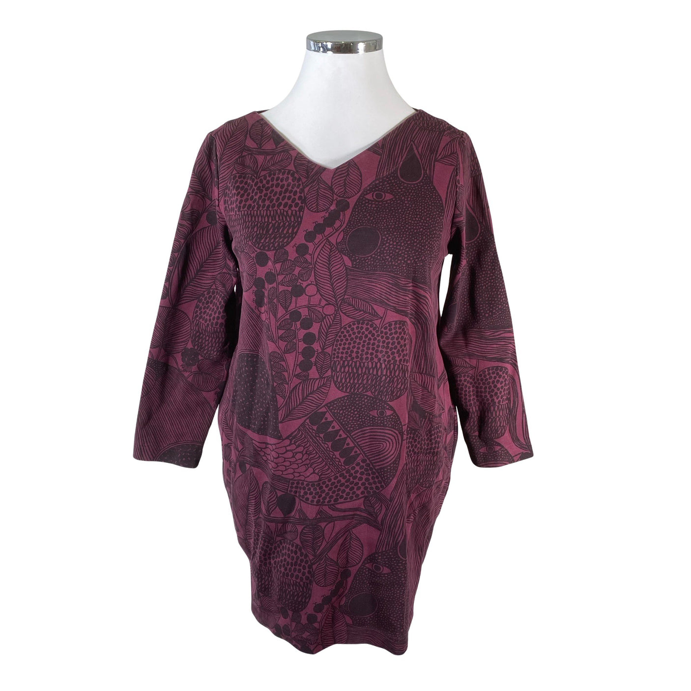 Unisex Marimekko - Trikotaažist kleit, suurus 42 - Veinipunane (1)