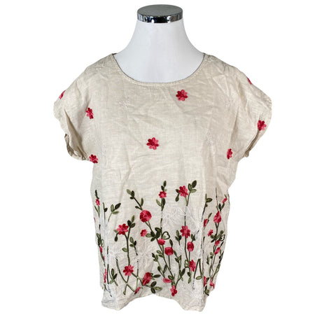 Unisex Kotirouva - Lühikeste käistega pluus, suurus 44 - Beige ()