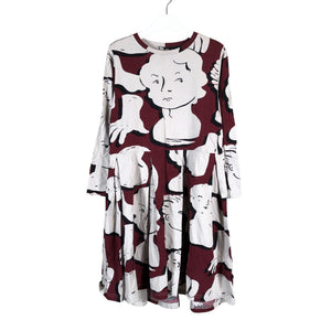 Unisex Papu - Trikotaažist kleit, suurus 122 - 128 - Veinipunane (1)